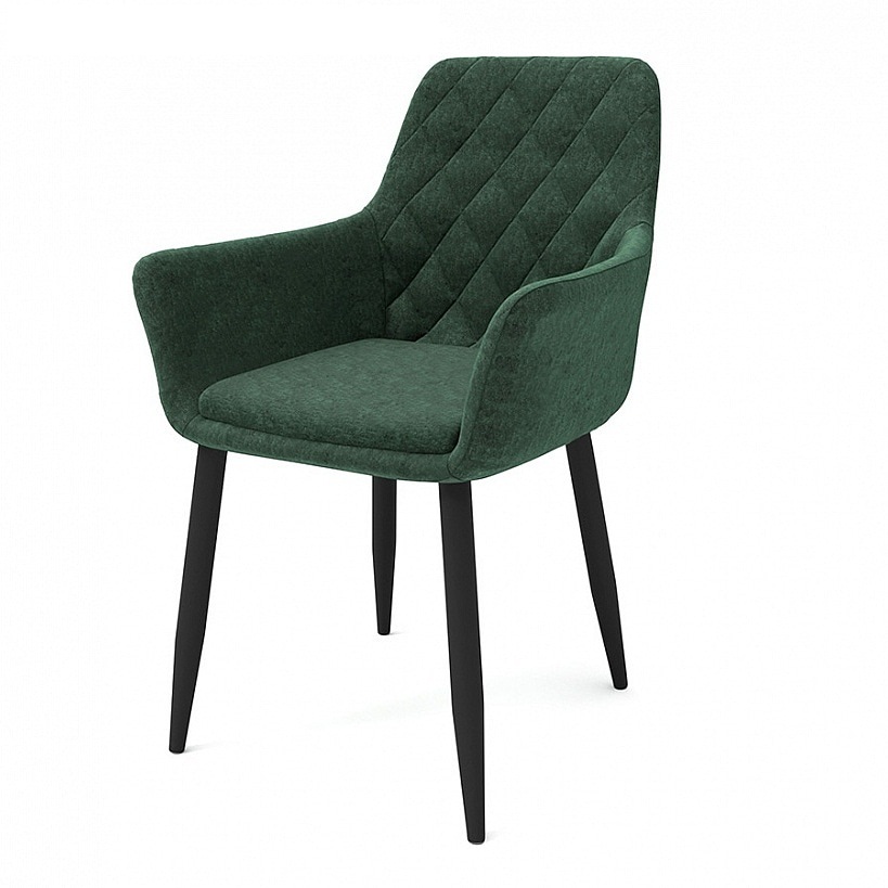 Уютный зеленый мягкий стул с прошивкой ромб на спинке (арт. М3372)