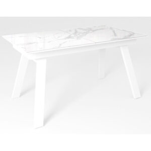 Белый стеклянный стол белый мрамор М4560