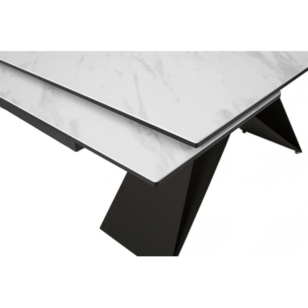Стол DikLine SKN140 Керамика Белый мрамор/подстолье черное/опоры черные (арт. М4618)
