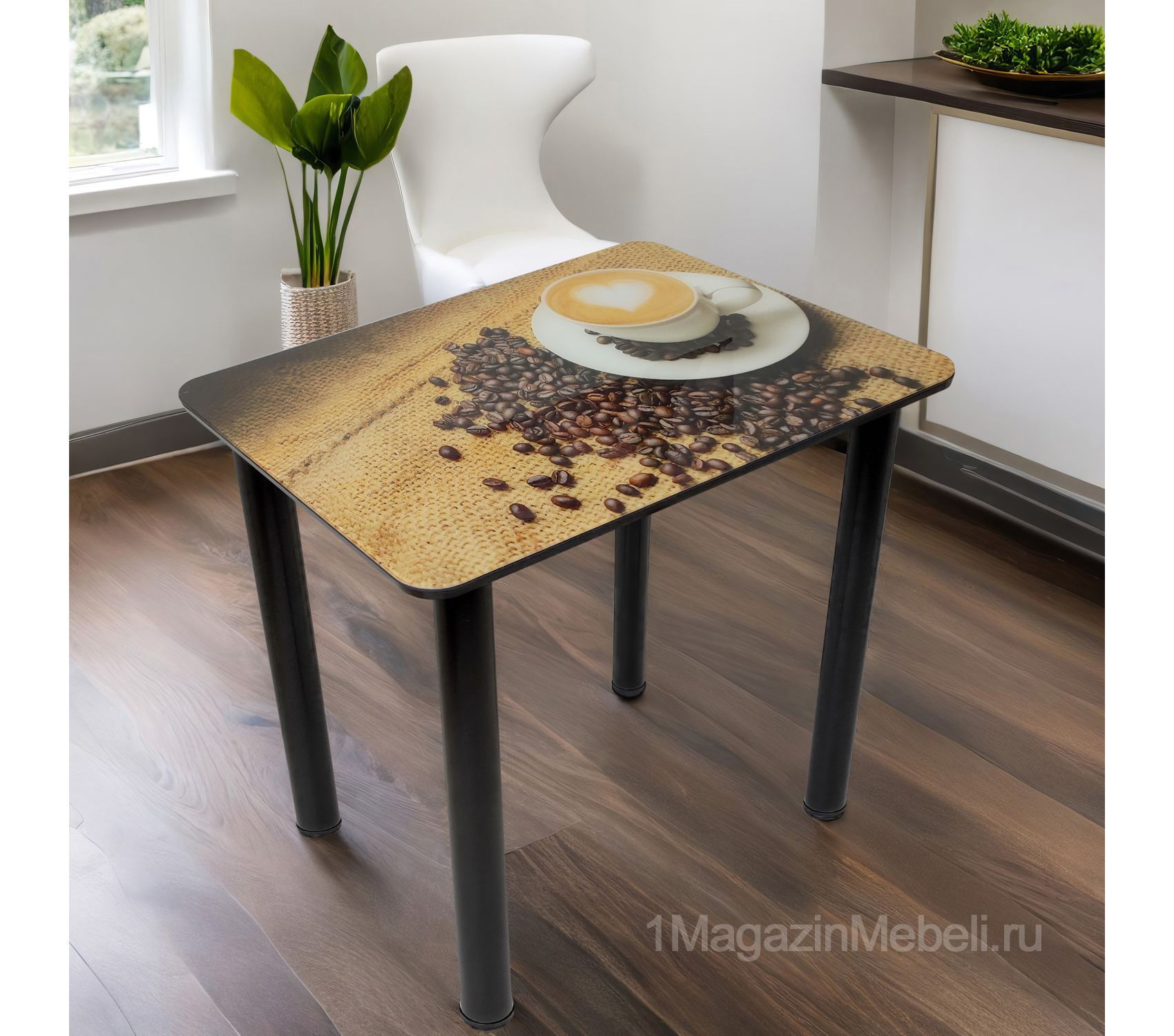 Стол обеденный для маленькой кухни с фотопечатью кофе (арт. М4662)