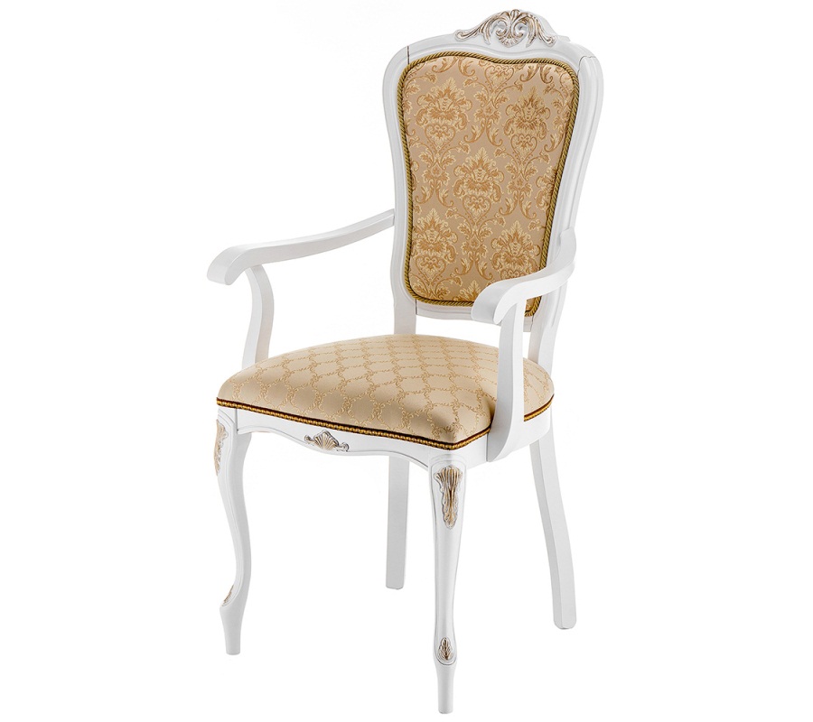 Кресло Руджеро патина золото бежевый, белый (арт. М3360)