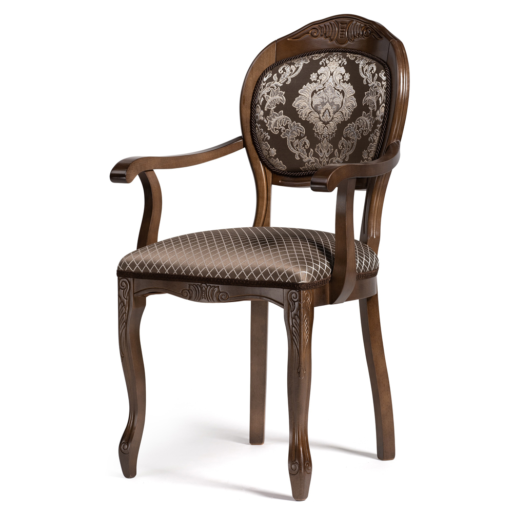 Стул кресло деревянное с подлокотниками орех / коричневый (арт. М3656)