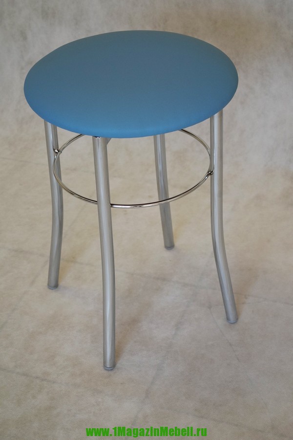 Табурет для кухни цвет голубой, круглый, хром (арт. М3120)