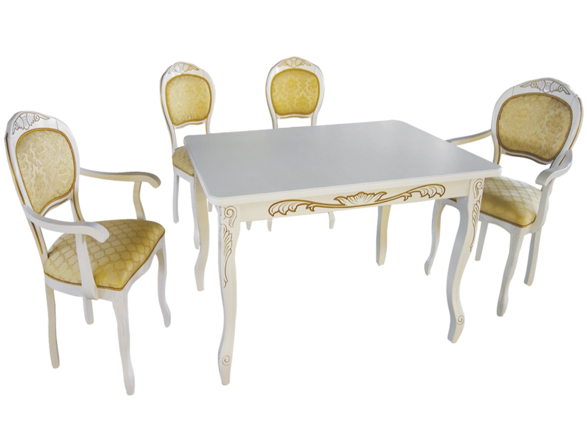Комплект: 2 стула с подлокотниками, стол и стулья (арт. М5003)