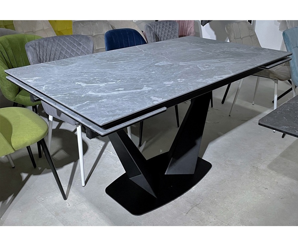 Стол 140(200) см. с керамической столешницей серый мрамор (арт. М4581)