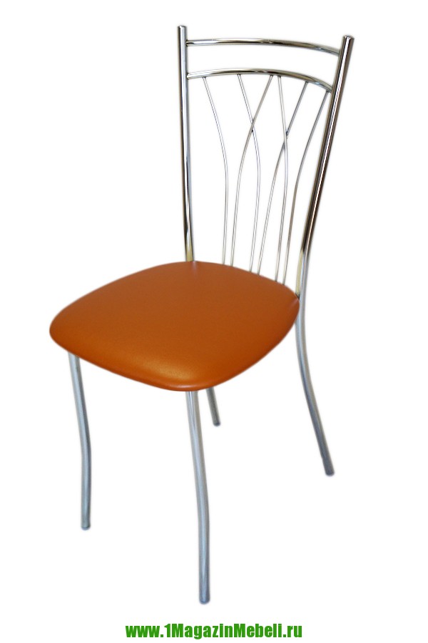 Оранжевый стул для кухни, металлический, хром (арт. М3170)