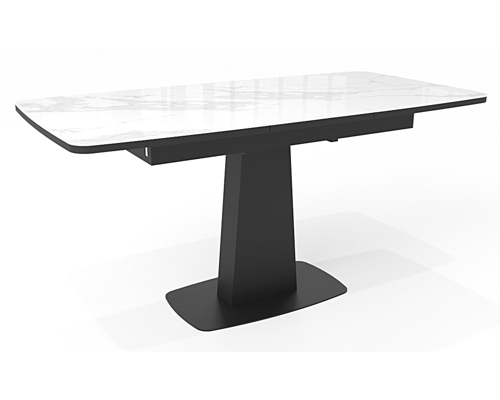 Стеклянный стол с автоматической раскладкой, белый мрамор 120 см. (арт. М4592)