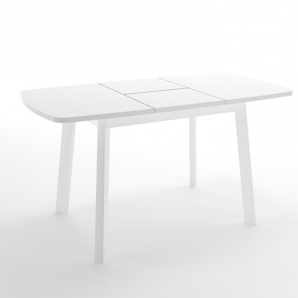 Обеденный стол на белых ножках с белой стеклянной столешницей (арт. М4551)