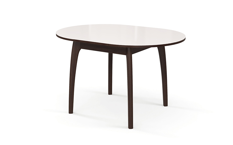 Стол для кухни круглый 90-125 см. венге стекло белое №46 ДН4 (арт. М4330)