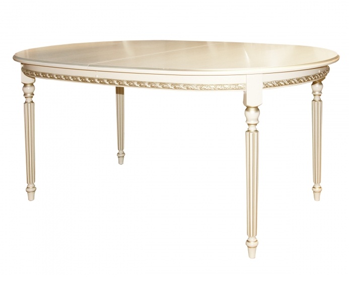 Классический овальный стол с декоративным кантом и резными ножками, золотая патина 160 см. (арт. М4346)