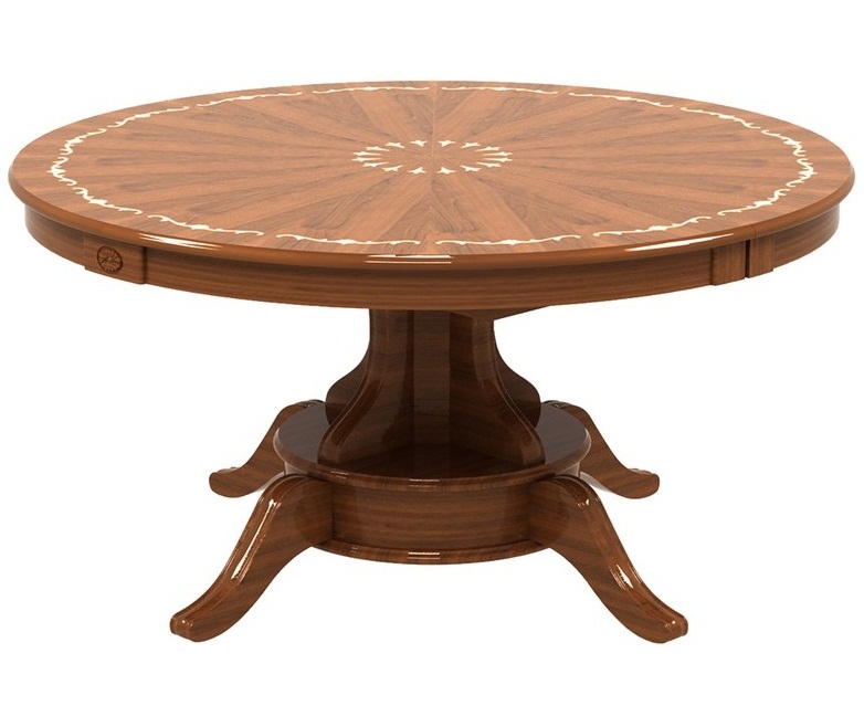 Большой круглый глянцевый классический стол из дерева, диаметр 150 см. раздвижной  (арт. М4341)
