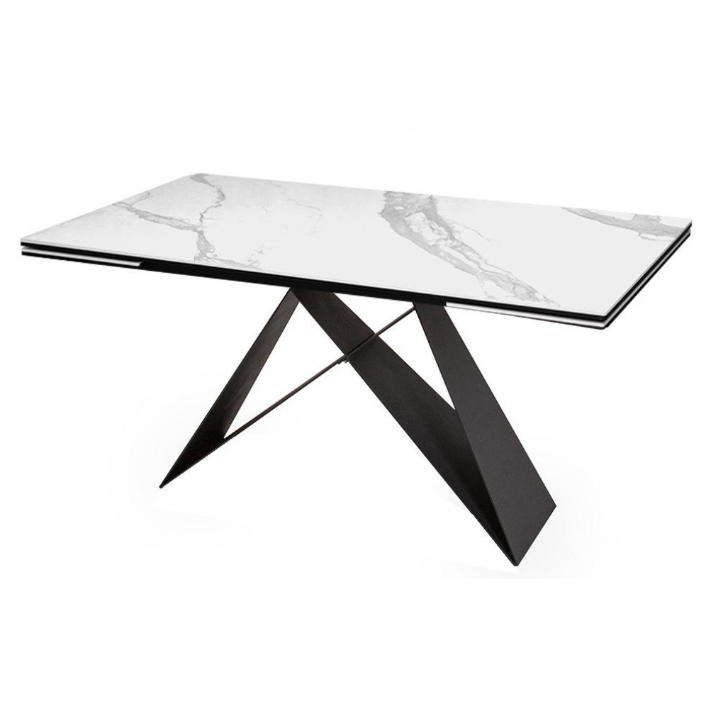 Стол DikLine SKN140 Керамика Белый мрамор/подстолье черное/опоры черные (арт. М4618)
