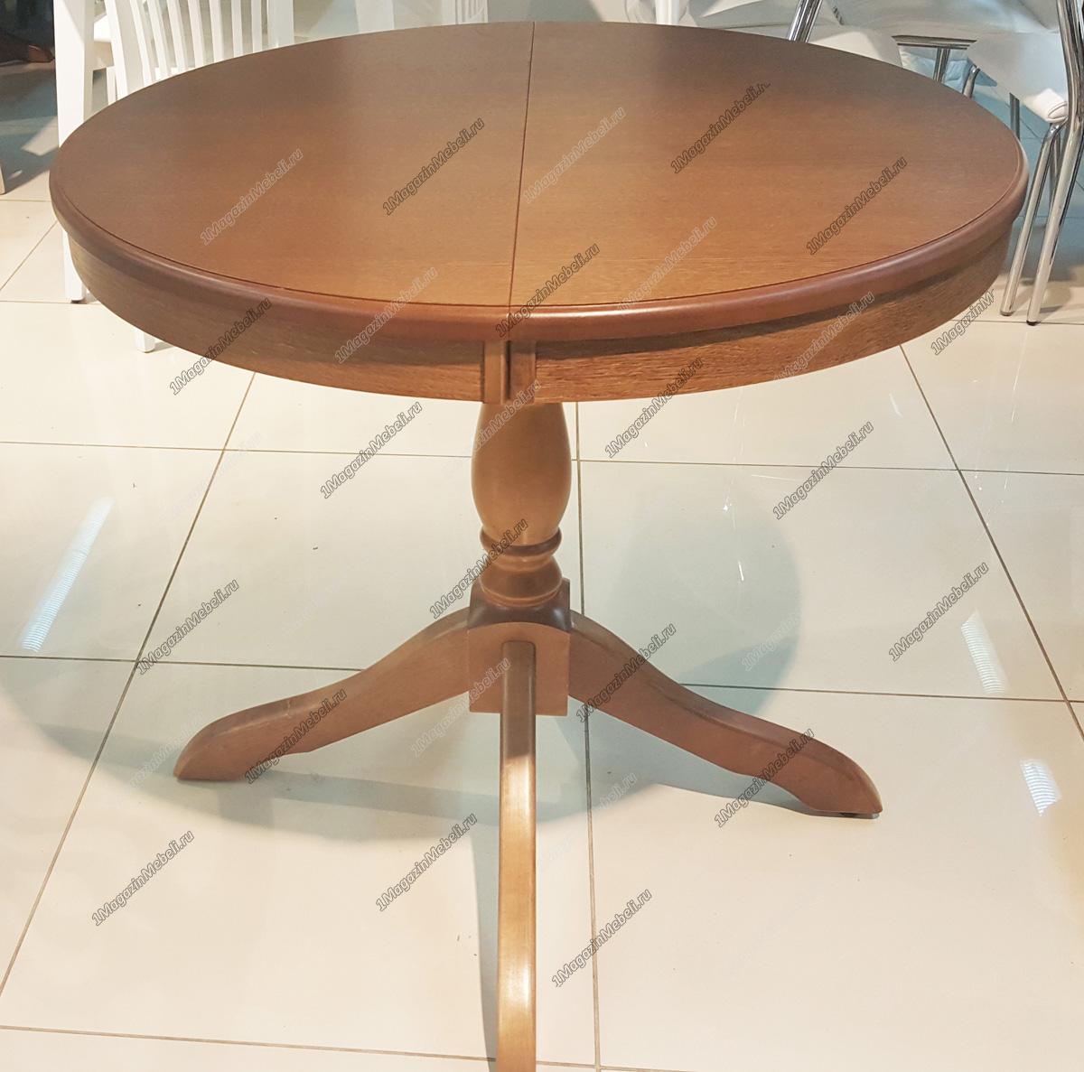 Стол кухонный дуб (орех), круглый 85 см. раздвижной (арт. М4254)