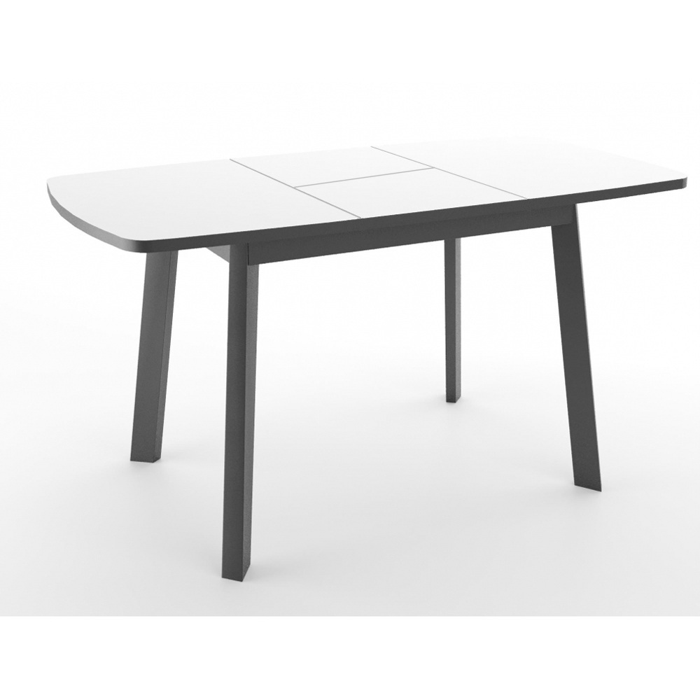 Белый стеклянный стол, раздвижной с черными ножками (арт. М4550)