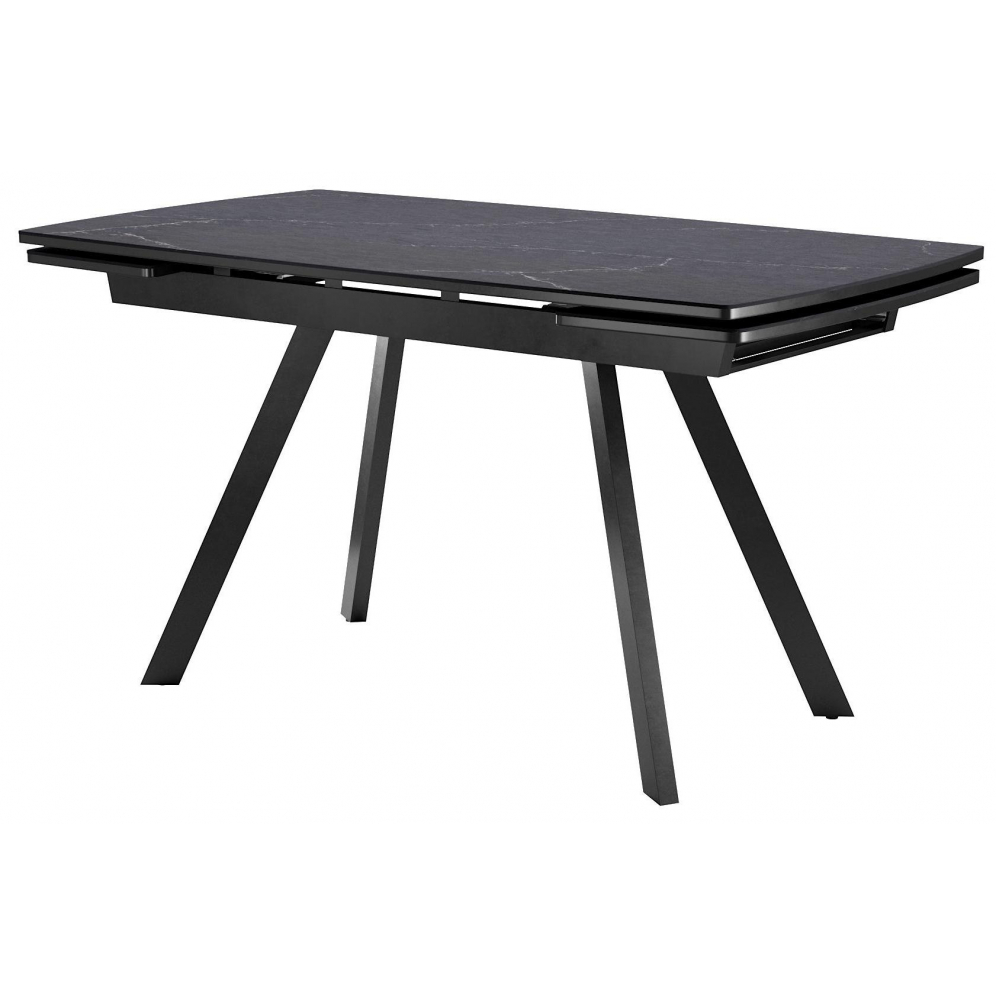 Черный матовый обеденный стол стеклянный, раскладной 120(180)х80 см. (арт. М4605)