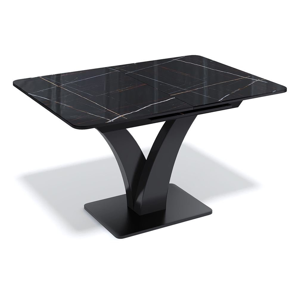 Современный стеклянный стол с интересной фигурной ножкой (арт. М4523)