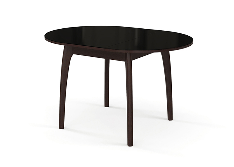 Надежный и практичный стол 90 см. деревянный венге, стекло черное (арт. М4270)