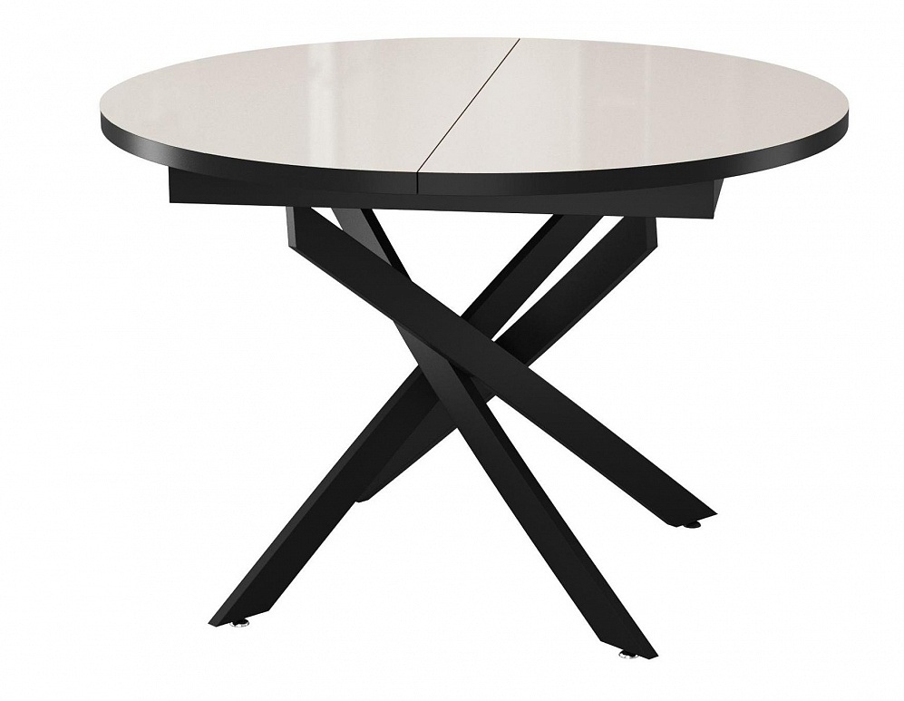 Обеденный стол круглый, стекло бежевое, раздвижной 100(135)х100 см. (арт. М4631)