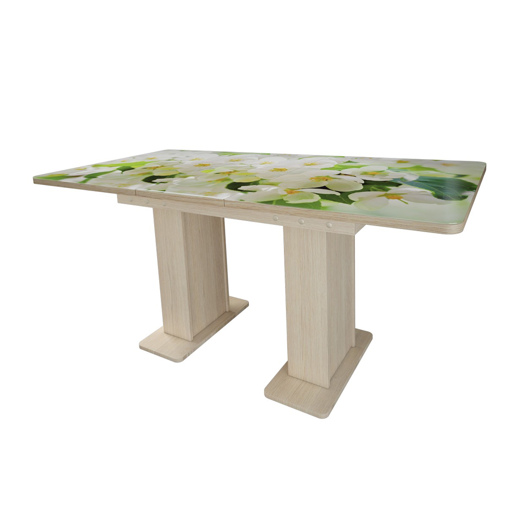 Обеденный стол на двух опорах, стеклянный, раздвижной (арт. М4492)