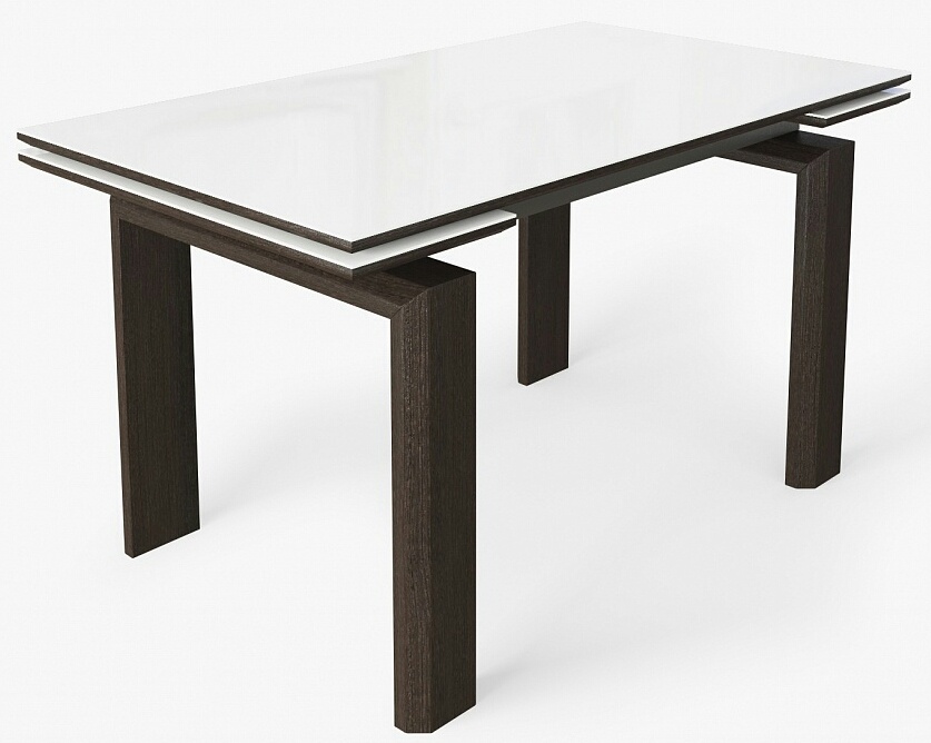 Большой стол 140-180 см с массивными ножками стеклянный  (арт. М4380)