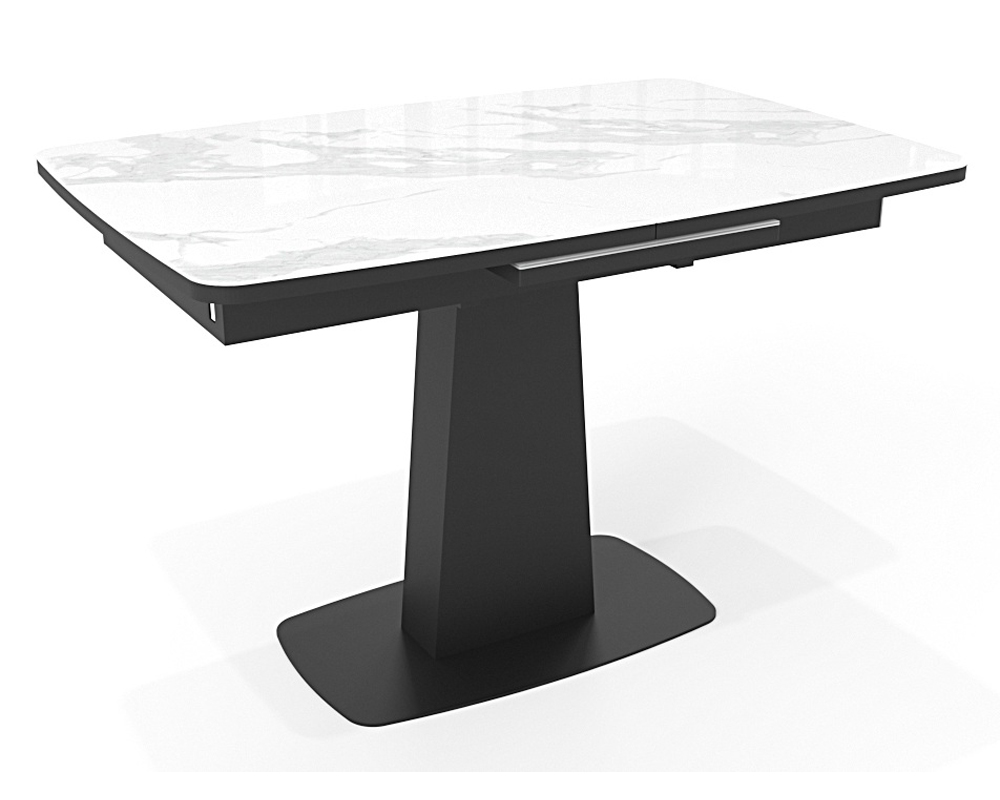 Стеклянный стол с автоматической раскладкой, белый мрамор 120 см. (арт. М4592)