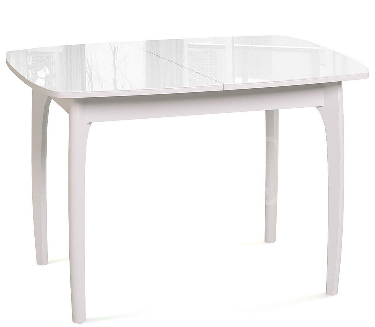 Белый стеклянный раздвижной обеденный стол №40 дн4 90х65см. (арт. М4363)