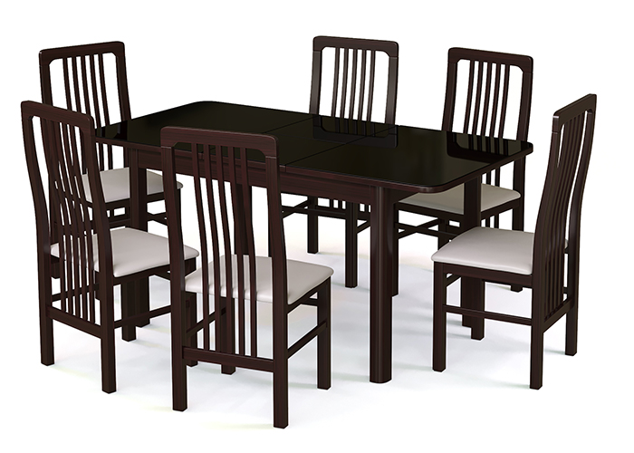 Обеденный стол с деревянными ножками венге стекло черное 120см. (арт. М4348)