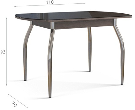 Стол обеденный овальный, стеклянный ножки хром, шоколад (арт. М4234)