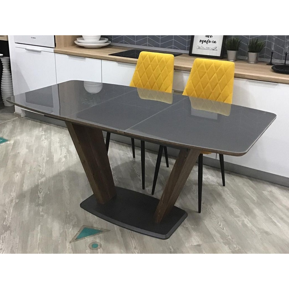 Современный стеклянный стол, графит/лесной орех (арт. М4529)