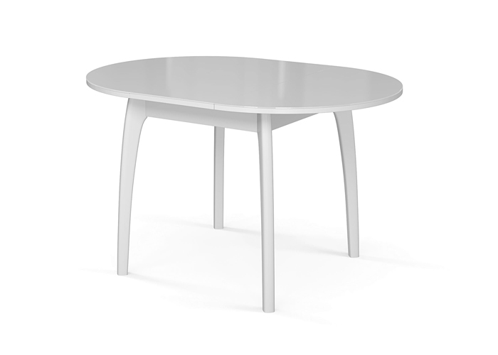 Круглый кухонный стол 90 см. белый раздвижной стекло+дерево (арт. М4269)