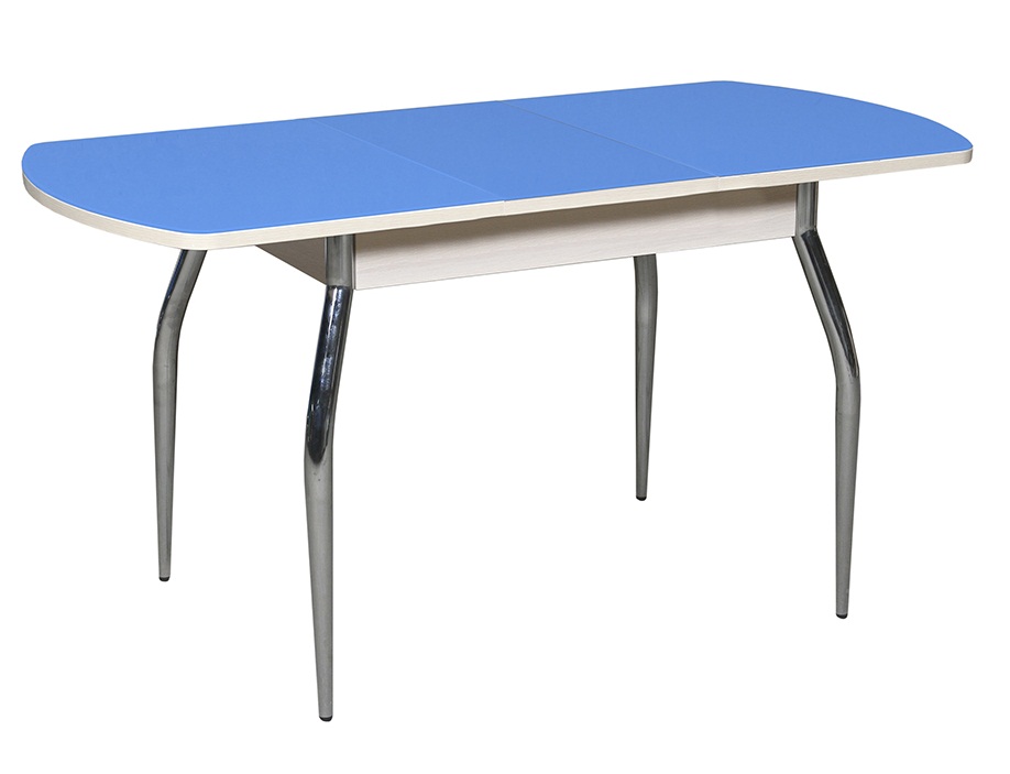 Стол для кухни 120 см. цвет голубой, стеклянный, овальный (арт. М4229)