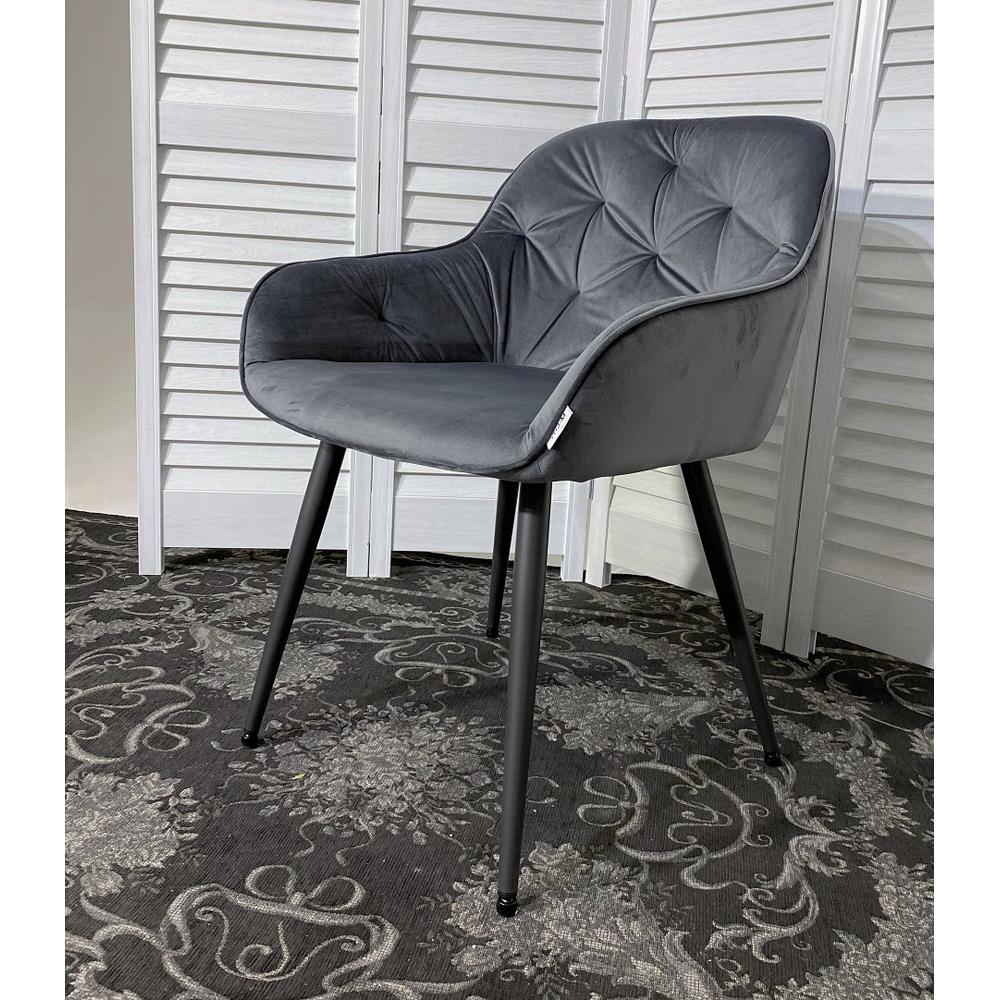 Темно-серое кресло велюр антрацит, металл (арт. М3610)