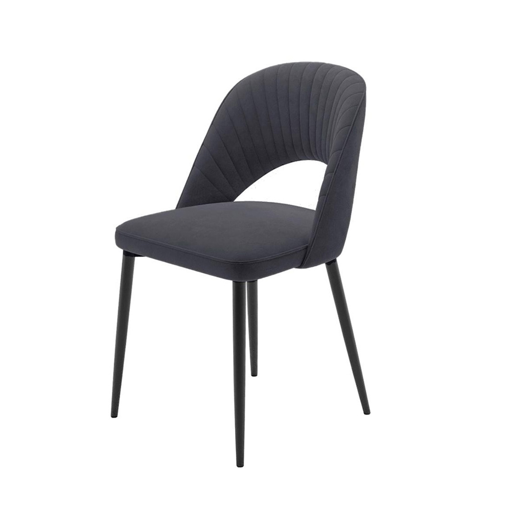 Лаконичный стул со сквозной спинкой в темно-сером велюре (арт. М3688)