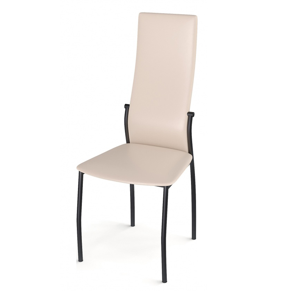 Мягкий стул с высокой спинкой, бежевый, каркас черный (арт. М3561)