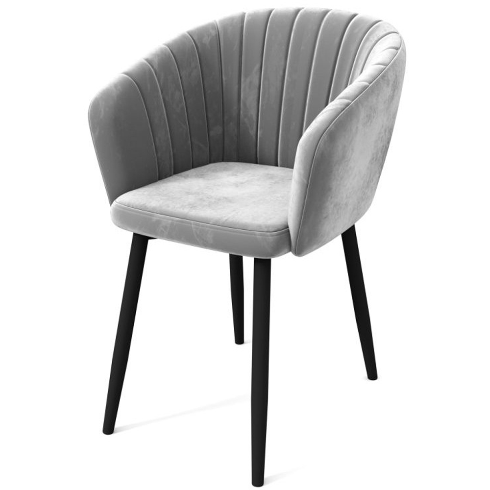 Серый стул с подлокотниками велюр zizi 022 (арт. М3651)