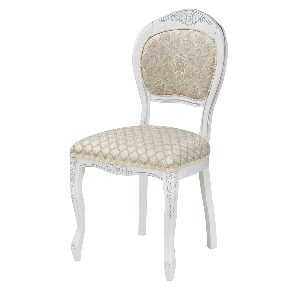 Белый деревянный стул, массив бука, патина серебро (арт. М3655)