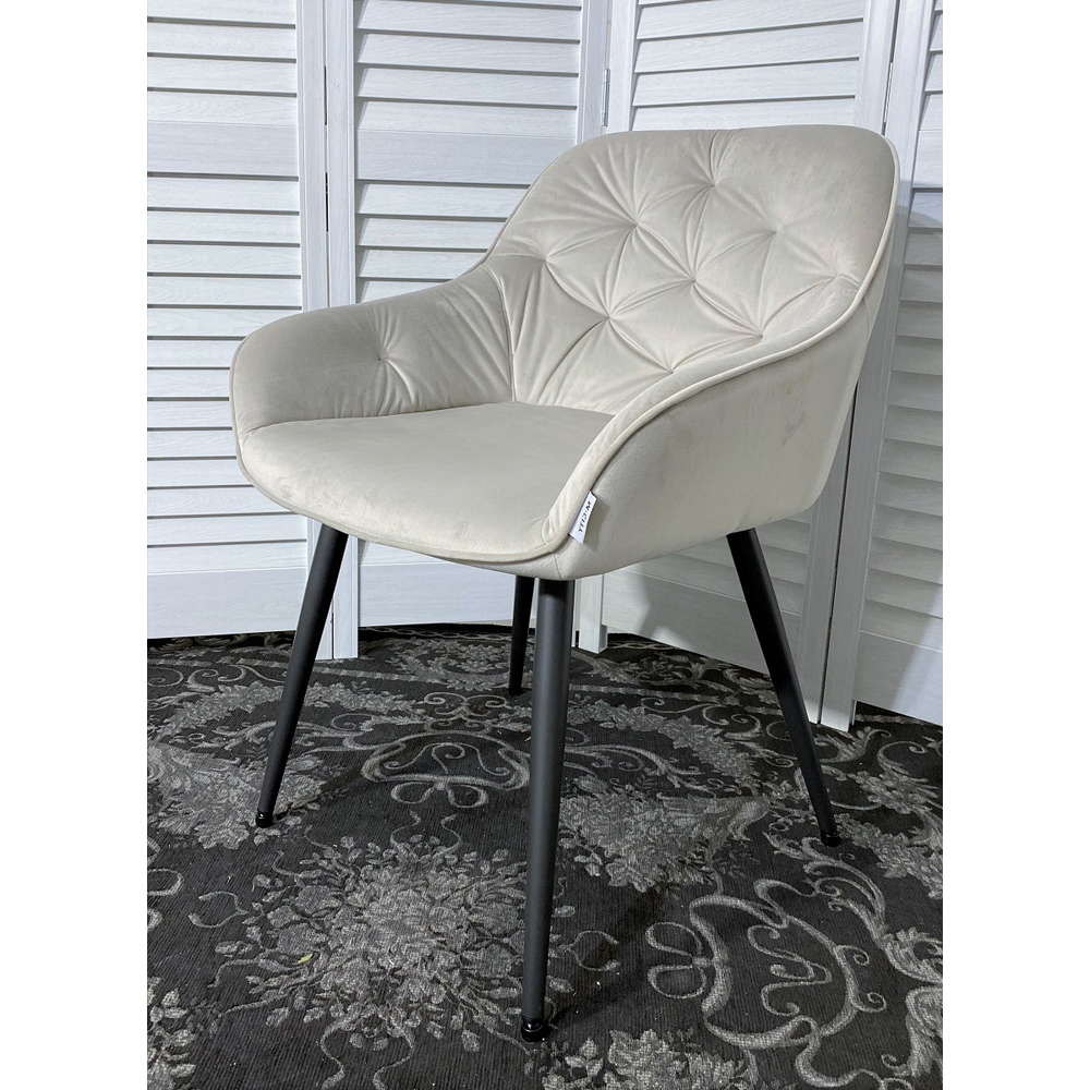 Стул кресло с подлокотниками мягкий для гостиной светло-серый (арт. М3612)