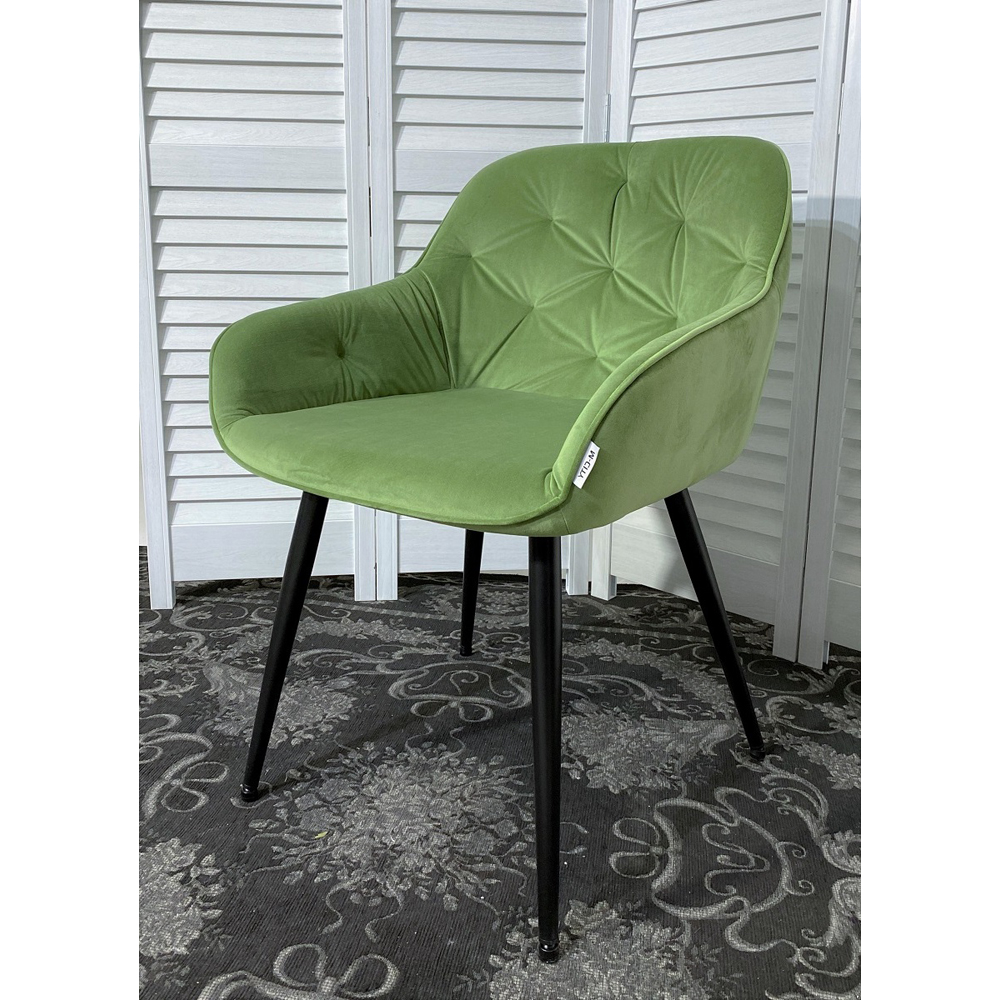 Кресло зеленого цвета на металлическом каркасе (арт. М3608)