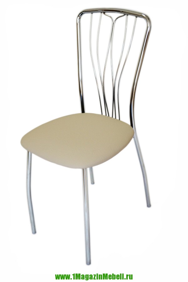 Бежевый стул для кухни, металлический, хром, кож.зам (арт. М3139)