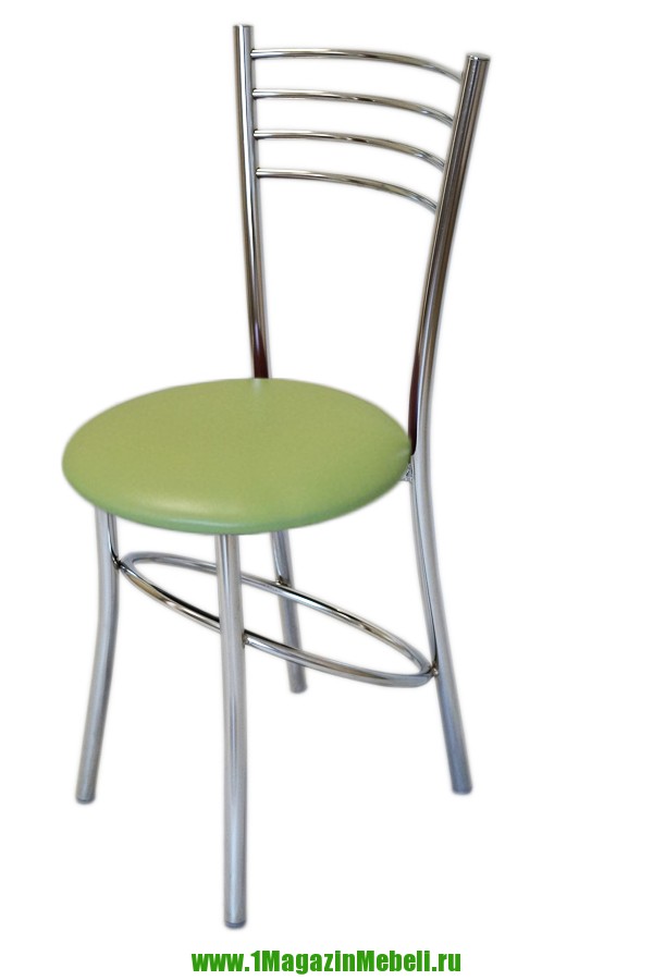 Салатовый металлический стул для кухни, хром (арт. М3192)