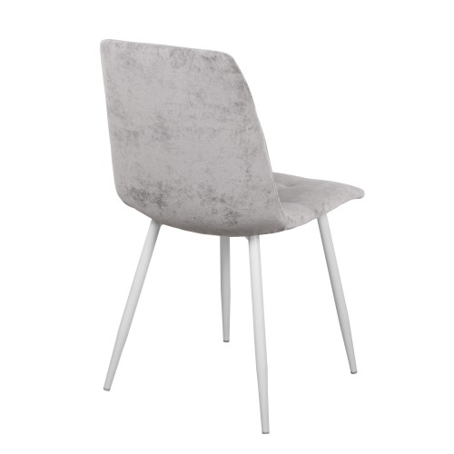 Кухонный стул светло-серый велюр сильвер, ножки белые (арт. М3646)